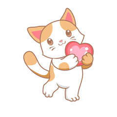 Cute orange white Cat Cartoon Illustrator
