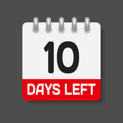 Countdown daily page calendar icon - 10 days left