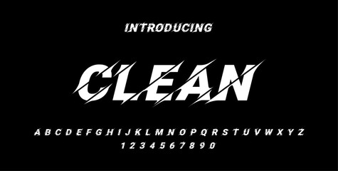 CLEAN, Sports minimal tech font letter set. Luxury vector typeface for company. Modern gaming font logo design, typography techno fonts classic style, regular uppercase and number. vector illustration