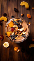 Fresh Trail Mix on a Rustic Table