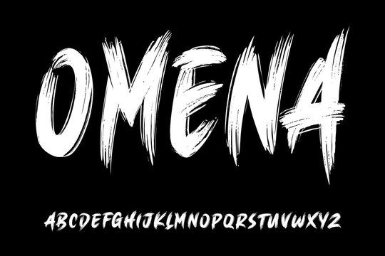 Ector the brush and elegant font OMENA, geometric type shape font for modern futuristic logo, headline, monogram, creative lettering.