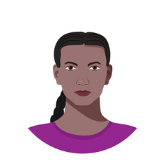 Flat isolated avatar of native american teenager. Vector isolated portrait of native american boy with braid and dark eyes on white background. Ideal for social media
