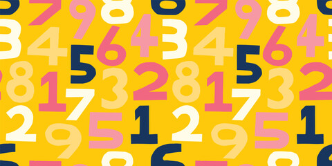 Numbers illustration background. Seamless pattern.Vector. 数字のイラストパターン