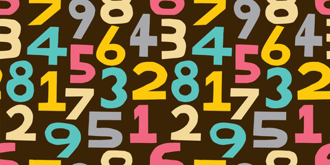 Numbers illustration background. Seamless pattern.Vector. 数字のイラストパターン