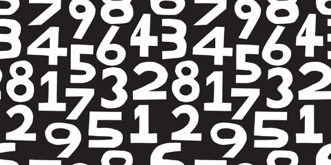 Numbers illustration background. Seamless pattern.Vector. 数字のイラストパターン