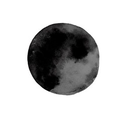 New moon mystic esoteric black watercolor sketch