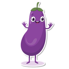 Vector illustration of eggplant character sticker