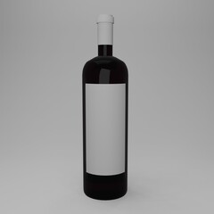 Bottle of wine for mockup. 3d ideal to place your designs. Black bottle with blanks