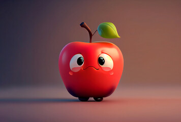 Cute Cartoon Apple Character Generative AI