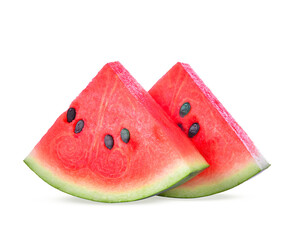 closeup of some pieces of refreshing watermelon on transparent.