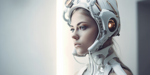 Cyborg woman, futuristic, generative AI