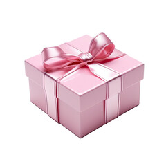 Pink gift box present with pink shiny ribbon