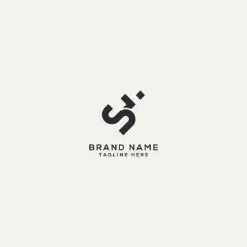 Abstract JS SJ letter logo design. Flat vector logo design template element.