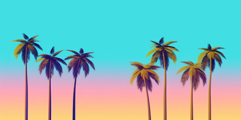 Obraz na płótnie Canvas Palm trees in summer, clean background, illustration, generative AI