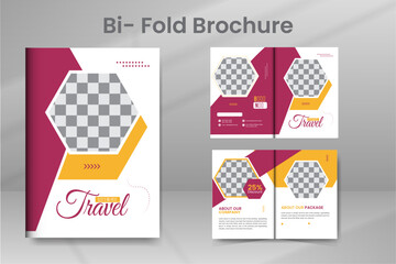 Colorful Travel  Layout Bifold Brochure Template