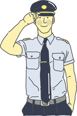 officer  touching his cap