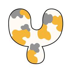 English alphabets with calico cat fur color 