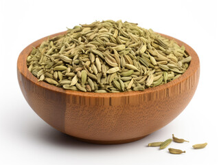 bowl of cumin seeds  isolated on white background 