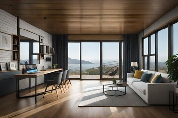 Fototapeta na wymiar Beautiful bedroom and office interior designs Generative Ai Technology