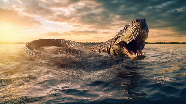 An aquatic dinosaur that lived between 70 and 66 million years ago. Generative AI