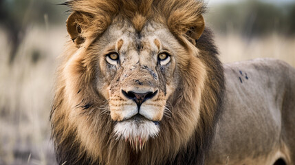 Strong Intimidating Male Lion