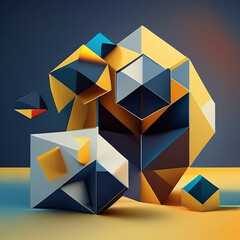 abstract geometric background, 3D render illustrations, Generative AI image