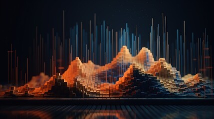 Generative AI, stock market chart lines, financial graph on technology abstract background represent financial crisis, financial meltdown. Technology concept, trading market concept.