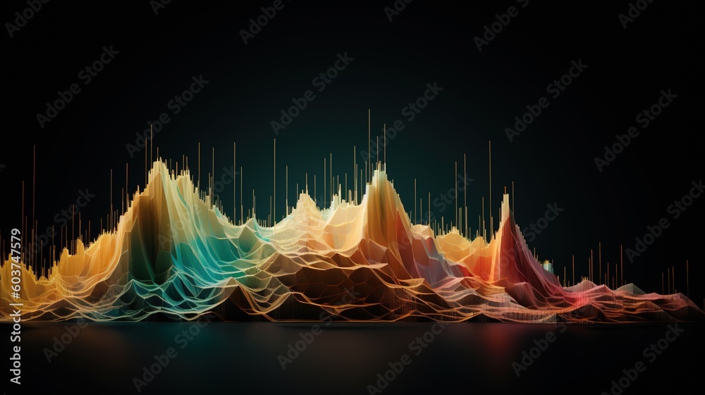 Wall mural generative ai, stock market chart lines, financial graph on technology abstract background represent