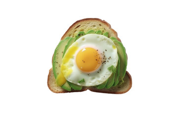 Toast avocado with egg boiled for breakfast and healthy food concept on transparent background. Generative Ai