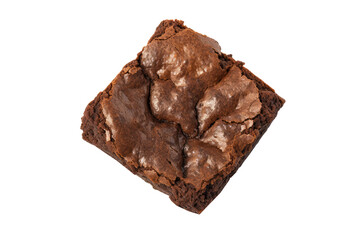 Chocolate brownie isolated on transparent background. Generative Ai