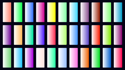 Colorful White Color Shade Linear Gradient Palette Swatches Web Kit Rounded Rectangles Template Set