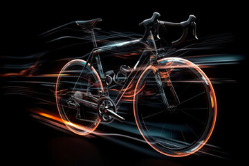 Fototapeta premium colorful speed road bike bicycle in dark generative ai
