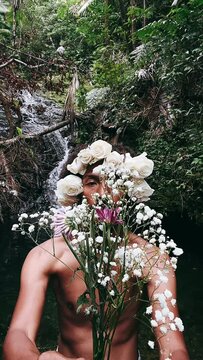 person picking flowers,  a man with roses, red roses, woman, beauty, hair, fashion, red, model, face, flower, people, glamour, person, rose, dress, fantasy, eyes, child, makeup, lady, water, art, blac
