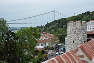 Fototapeta na wymiar A view from Anadoluhisarı castle to the bridge