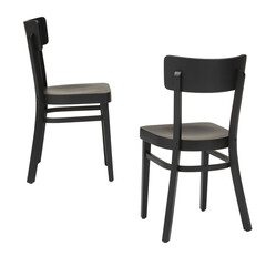 wooden chair modern chair, woven , with backrest cut out, isolated from the background, taken inside the studio﻿