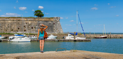 Tour tourism in Oleron island- Chateau d'Oleron-France - obrazy, fototapety, plakaty