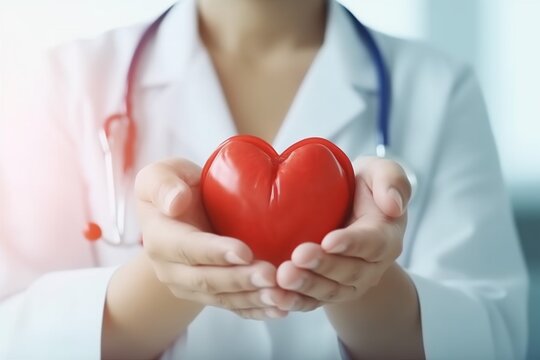 cardiology health hospital care concept doctor medicine hand heart person. Generative AI.
