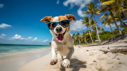 Obraz na płótnie Canvas Generative AI. Dog on the beach