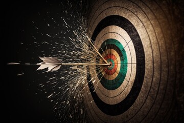 Archery target with arrows hitting it, concept of success and achievement
