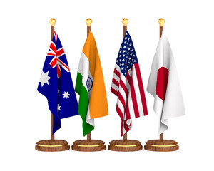 Set flags QUAD on white background. Isolated 3D illustration © Sergey Ilin