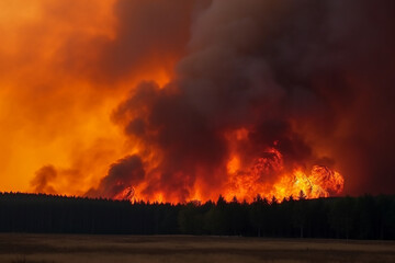 Fototapeta na wymiar Huge forest fire, Generative AI
