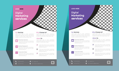  Corporate & modern Flyer design Template, Geometric shape Business Flyer annual report, poster,  A4  template, with color, 