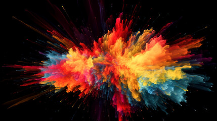 Spectacular Colorful Dust Explosion: A Burst of Vibrancy and Joy created with Generative AI technology