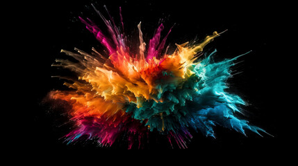 Obraz premium Spectacular Colorful Dust Explosion: A Burst of Vibrancy and Joy created with Generative AI technology