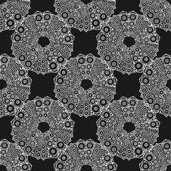 Seamless vector pattern with sea urchins. Nature abstract background. Black and white.  Perfect for wallpaper, wrapping, fabric and textile. - 603754140