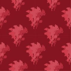 Floral bunch pattern. Scarlet red seamless repeat pattern design. Romantic red flowers on blood red background. Valentines wedding romantic textile design
