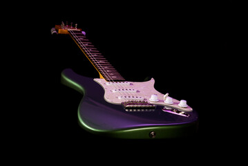 Obraz premium Stratocaster style electric guitar floating on black background