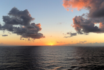 Orange sunrise on the Eastern Caribbean Sea