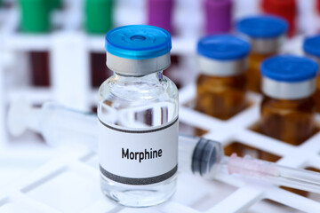 Morphine in a vial, narcotics are dangerous to health