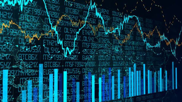 Stock market animated graphic. Stock price chart. Financial and business concept.	